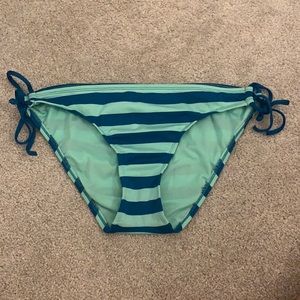 Green and blue striped bikini bottoms